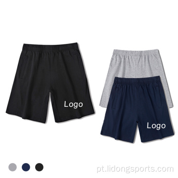 Logotipo personalizado de cor sólida masculina shorts de verão